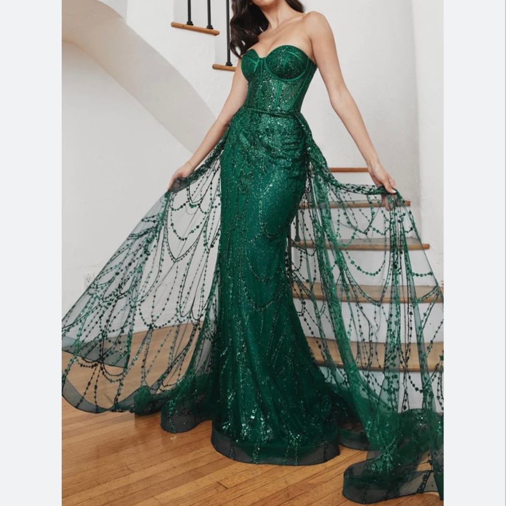 Cinderella Divine CB095 Formal Gown Dress in Emerald green Prom Dress